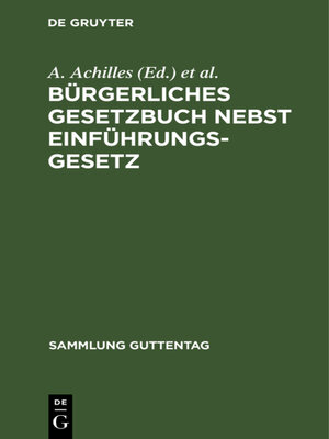 cover image of Bürgerliches Gesetzbuch nebst Einführungsgesetz